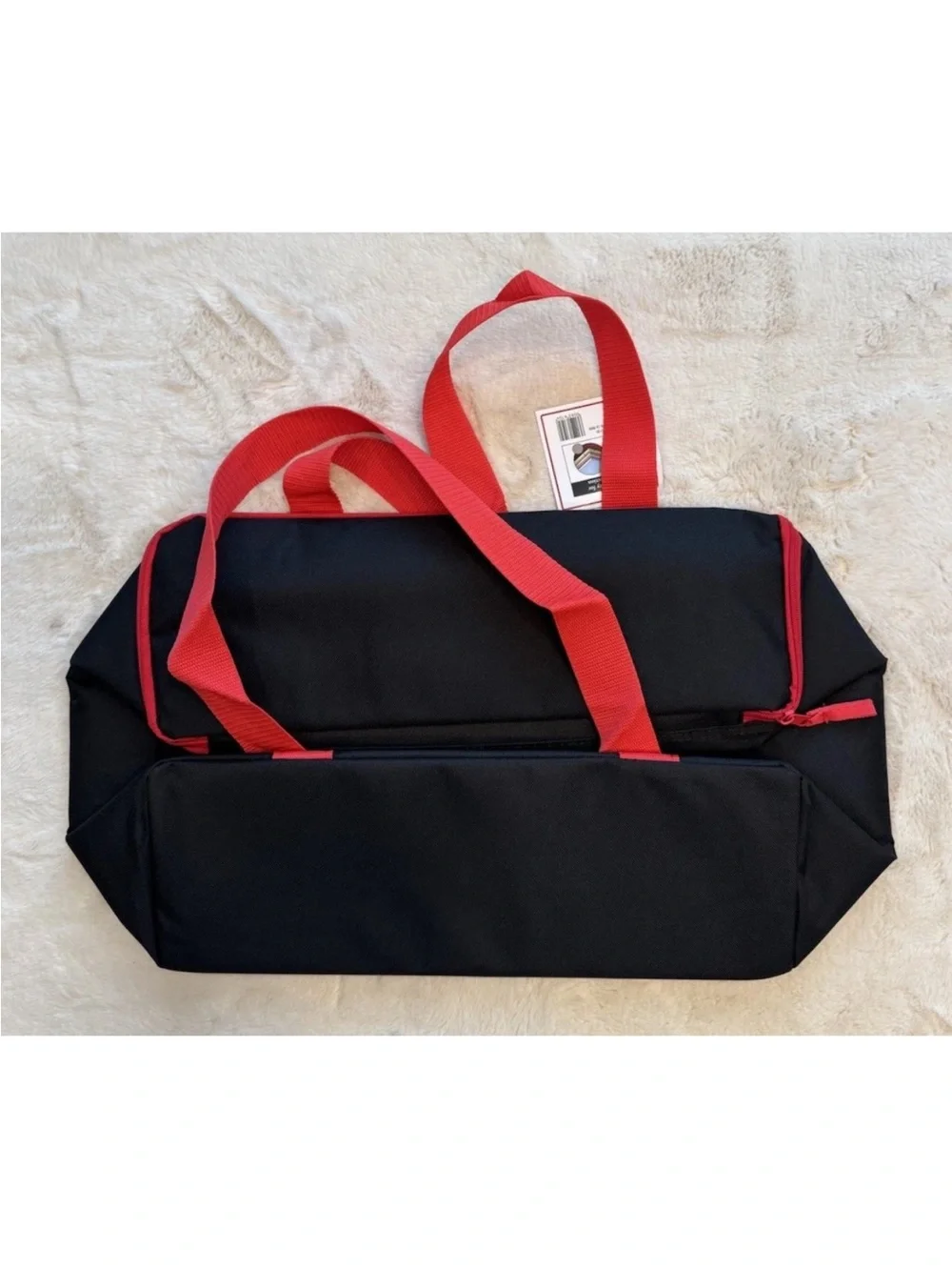 NWT, 2026 Trader Joe's Reusable Insulated Tote Bag in Black w Red handles & logo